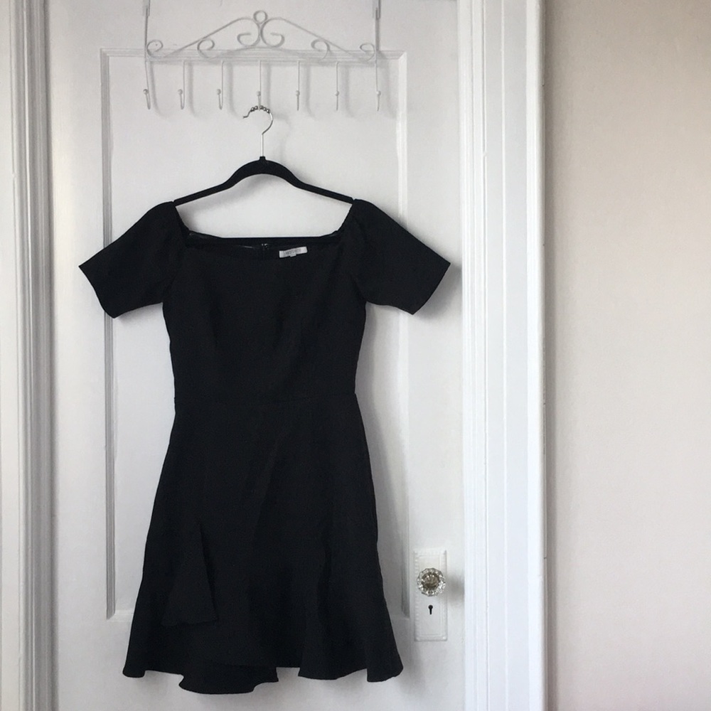 Charming LBD fitted Woven Dress with Ruffle Hem